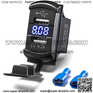 Dual USB Rocker Switch Blue Led Digital Voltmeter Input 12-24V Output 5V/4.2A for Fast Charging Electronic Devices??Universal for All 12V-24V Cars,30% coupon applied at checkout,with coupon