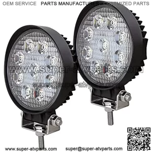 2Pcs 4 Round Led Work Light Bar 27W 2200LM Driving Pods Spot Beam Work Lamp For Off-Road Suv Boat 4X4 Jeep JK 4WD Truck 12V-24V