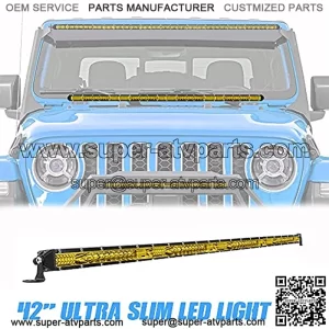 42 Inch Straight LED Light Bar Yellow Light Ultra Slim Upper Roof Single Row Spot Flood Combo Beam LED Off Driving Light Boat Light for Truck ATV UTV Boat 1PC ??