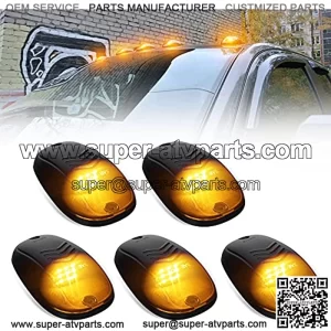 OPP ULITE Amber Cab Lights LED Marker Top Roof Running Lights, 5PCS Clear Lens 9-LED Bulbs Aftermarket Replacement, Compatible for Ford F150 F250 F350 Dodge Ram SUV Truck 4X4 ATV Offroad (DK018-Y)