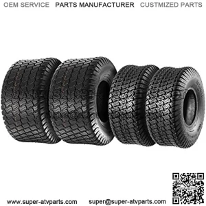 Set of 4 Lawn Mower Turf Tires 15x6-6 Front & 18x9.5-8 Rear Tractor Riding, 4PR, Tubeless