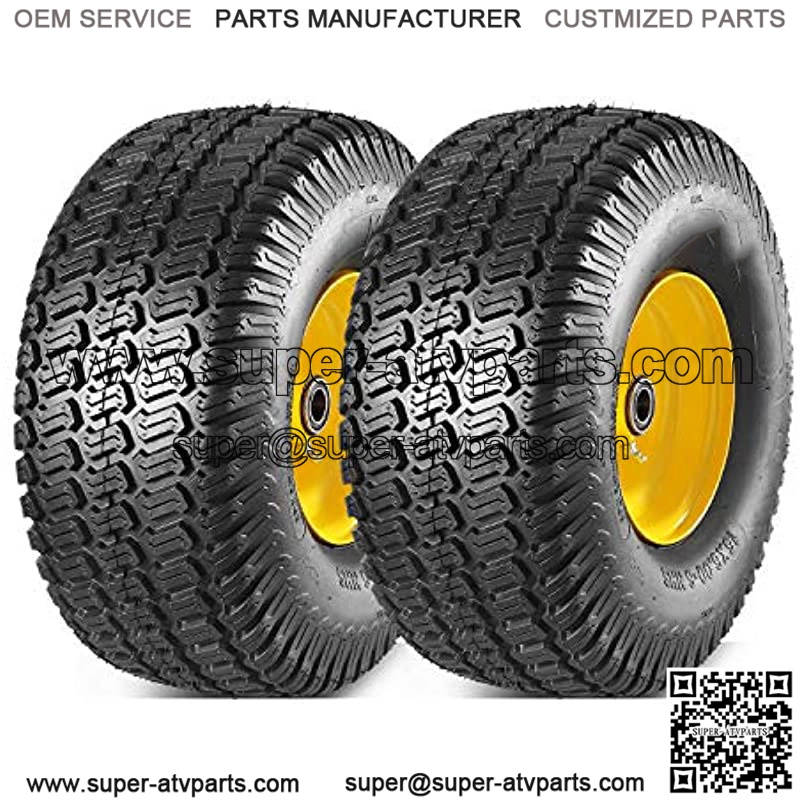 2 Pcs Lawn Mower Tires 15x6.00-6 with Wheel for Riding Mowers, 3" Offset Hub Long with 3/4" bearings