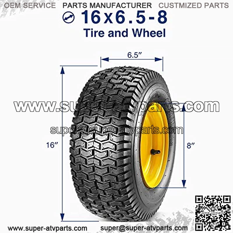 2 Pcs 16x6.50-8 Front Tires and Wheels Assembly for Lawn Mower Tractors, 3" Offset Long Hub with 3/4"bearings - Image 2