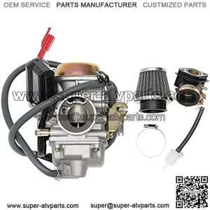 PD24J Carburetor 24mm for GY6 125cc 150cc 152QMJ 157QMI 4 Stroke Engines Electric Choke Motorcycle Scooter with Air Filter Intake Manifold