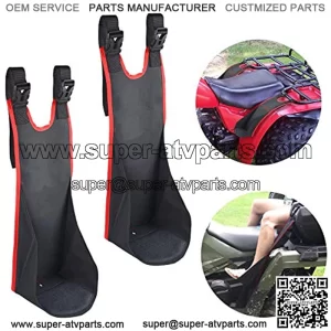 ATV Rear Passenger Foot Rest,Universal Adjustable Foldable Wear-resistant Motorcycle Rear Foot Pegs Compatible With Sportsman Rancher Griz, Nonslip Foot Support Pads (Red Piping)