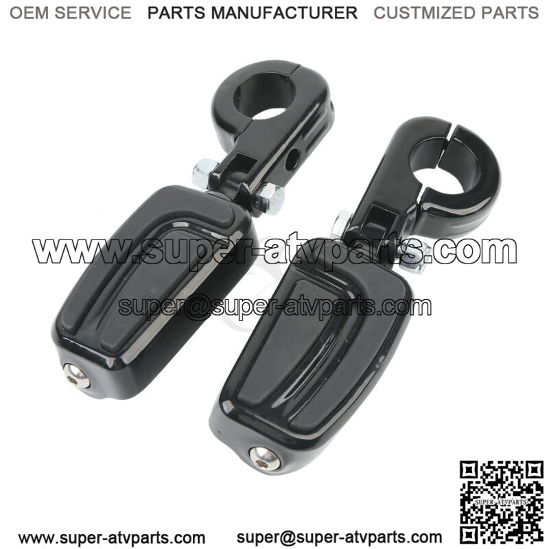 1 1/4" Highway Highway Bar Footpegs Fit For Harley Touring Yamaha Black (For: Harley-Davidson)