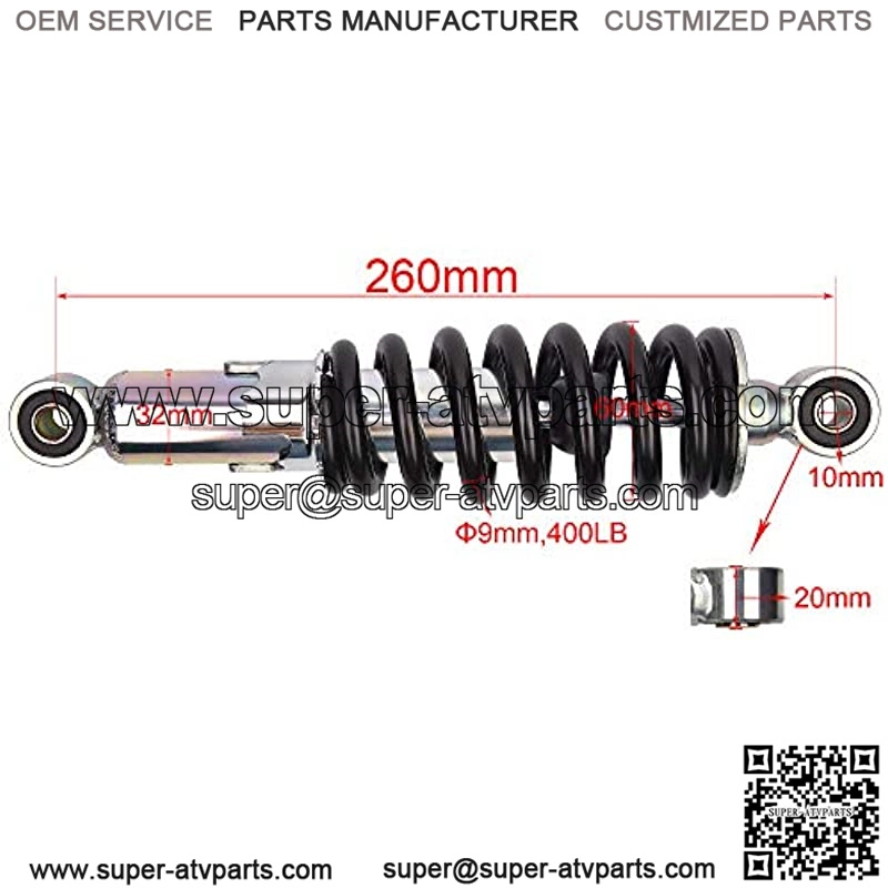 10.25" 260mm Mono Shock Replacement for 110cc 125cc 140cc 200cc 250cc Dirt Pit Bike Black - Image 3