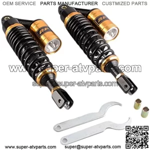 320mm Motorcycle Air Shock Absorbers Universal Fit for Honda Suzuki Kawasaki ATV Go Kart Quad Dirt Sport Bikes Black & Gold Eye to Clevis