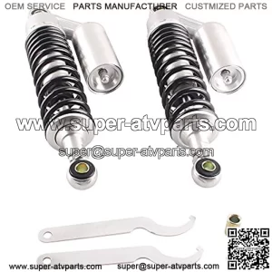 15.75" 400mm 2PCS Air Shock Absorbers Universal Compatible with Honda Yamaha Banshee Black Silver Rear Shock Absorbers
