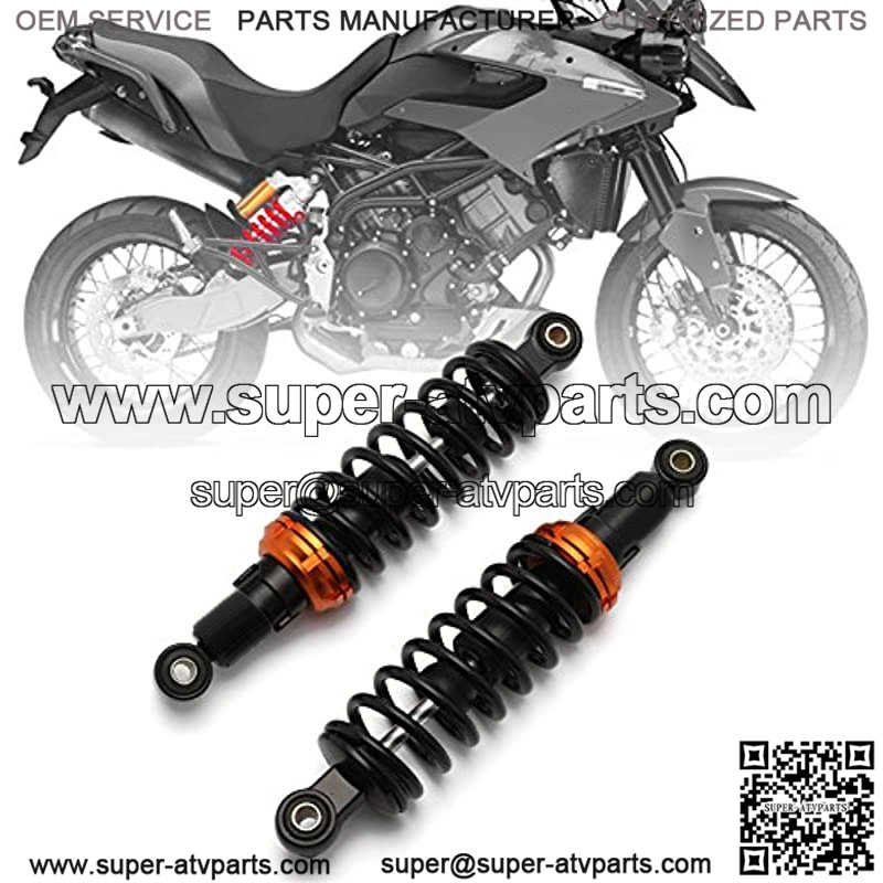 11" 280mm Motorcycle Universal Springs Suspension Adjustable Rear Shock Absorbers For Honda Kawasaki Suzuki Yamaha Aprilia Triumph Benelli Scooter (Black/Orange)