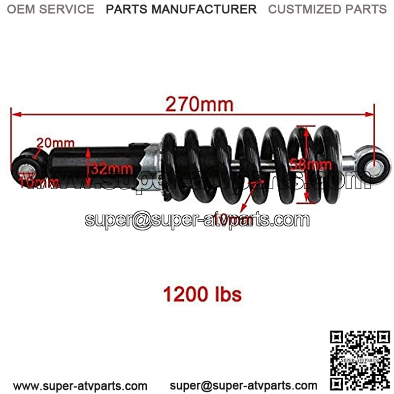 270mm 10.6" Rear Shock Absorber Sensa Trac for Dirt Pit bikes ATV Load Adjust Suspension 1200lbs (270mm 10.6") - Image 4