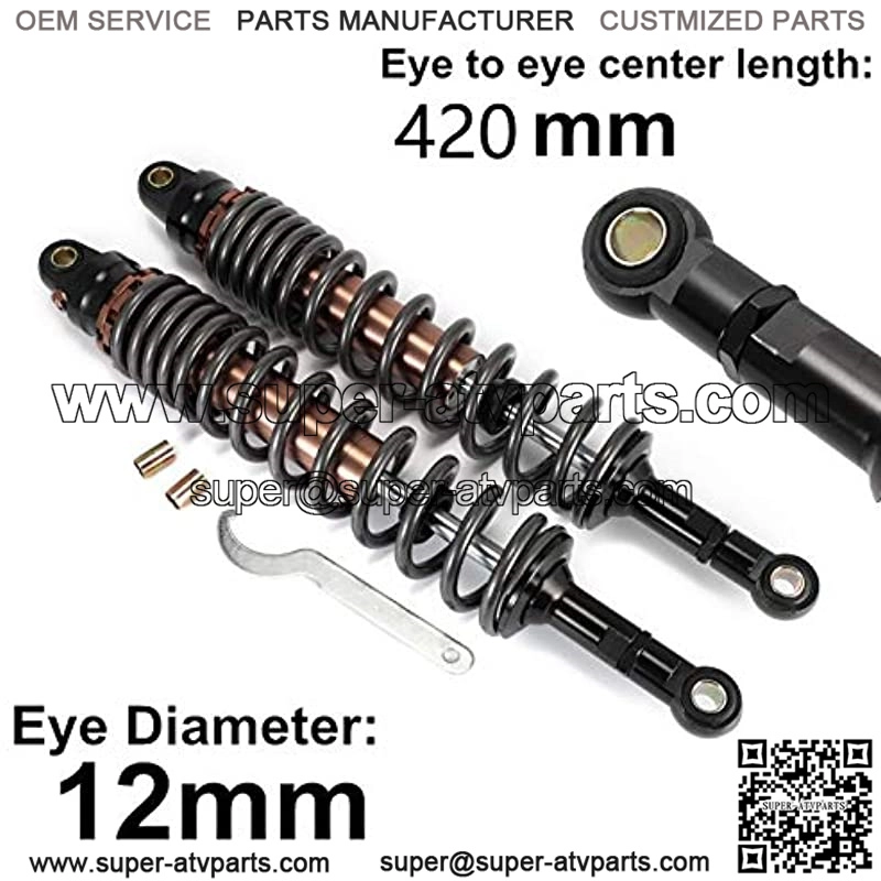 2Pcs Rear Air Shock Absorbers Suspension 420mm Rear ATV Quad Scooter Accessory Motor Motorcycle Air Damping Adjustable Dir Suspension Pocket Bike Motorcycle Shock Absorber - Image 2