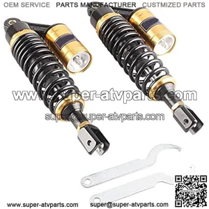 320mm 2Pcs Rear Motorcycle Shock Absorbers Suspension Eye to Clevis Universal for Kawasaki Honda Yamaha Suzuki Black & Gold,+