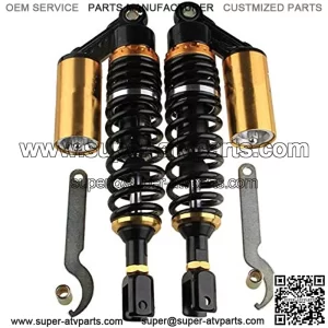 Templehorse 280mm 11" Pair Air Shock Absorbers Clevis Fit Scooter Moped Rear Suspension (BlackGold, 280MM)