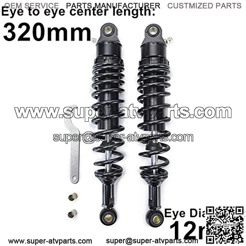 2pcs Spring 7mm Black 320mm 12.6inch Motorcycle Dirt Street Motor Bike ATV Quad Rear Shock Absorber Rear Suspension Bumper Motorcycle Shock Absorber Rear Motorcycle Shock Absorber - Image 3