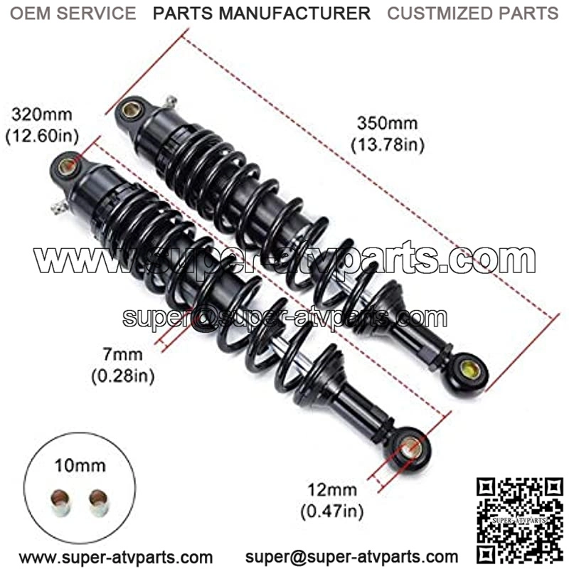 2pcs Spring 7mm Black 320mm 12.6inch Motorcycle Dirt Street Motor Bike ATV Quad Rear Shock Absorber Rear Suspension Bumper Motorcycle Shock Absorber Rear Motorcycle Shock Absorber - Image 4