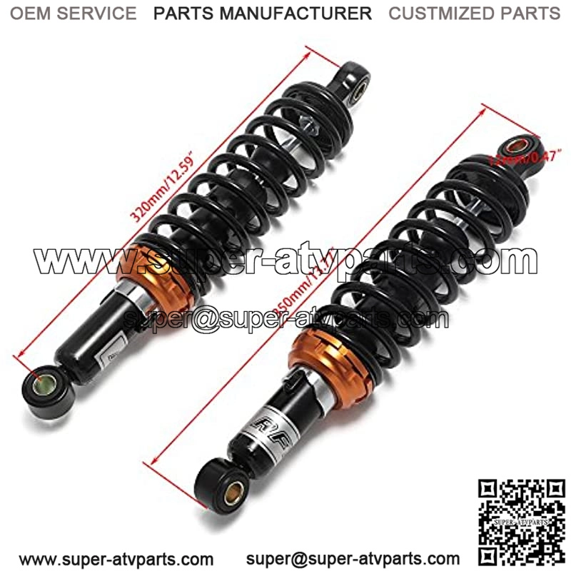 12.5" 320mm Motorcycle Universal Springs Suspension Adjustable Rear Shock Absorbers For Honda Kawasaki Suzuki Yamaha Aprilia Triumph BMW Benelli (Black) - Image 2