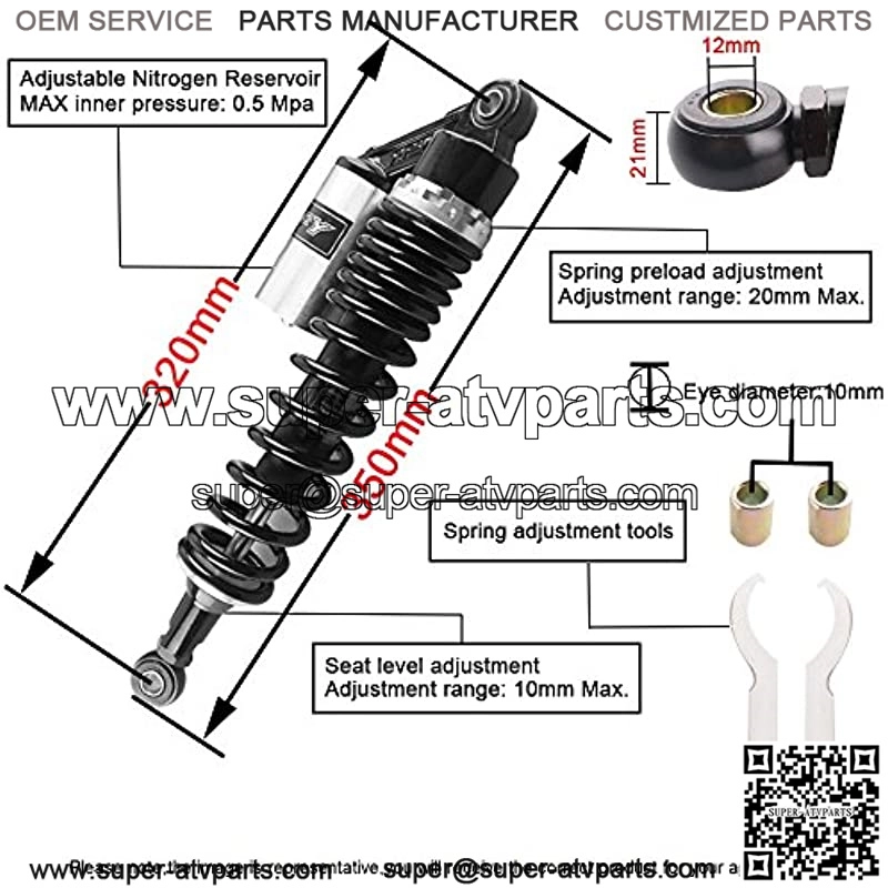 12.5" 320mm A Pair Rear Shocks Absorber Replace Some Honda CX 500 CX 650 Rear Suspension - Image 3