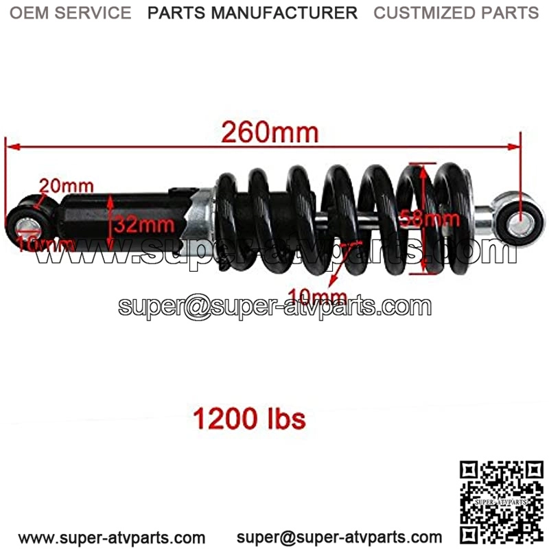 10.2" 260mm Rear Shock Absorber Sensa Trac for Dirt Pit Bikes ATV Load Suspension 1200lbs - Image 2
