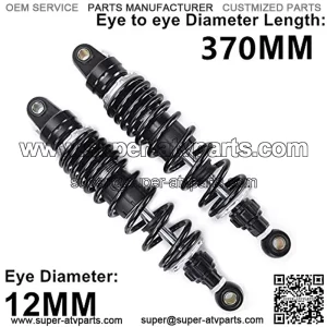 Motorcycle Shock Absorber 2pcs 370mm Black Design Universals Motorcycle Scooter Motor Bike ATV Quad Rear Shock Absorber Rear Suspension Bumper D30 Motorcycle Shock Absorber