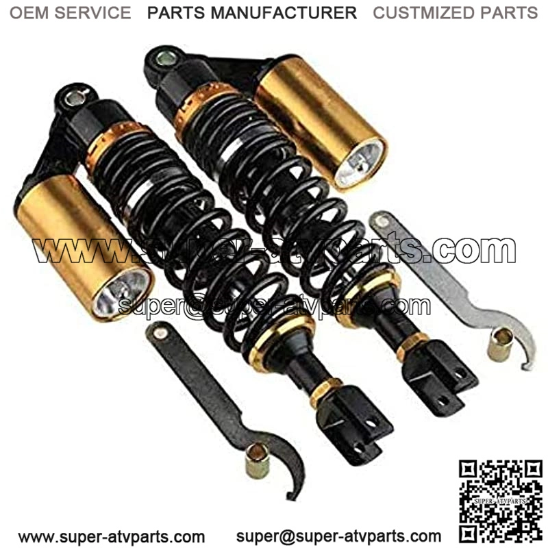 280mm 11" Pair Air Shock Absorbers Clevis Fit Scooter Moped Rear Suspension (BlackGold) - Image 3