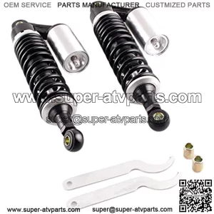 Pair 320mm Universal Motorcycle Rear Air Shock Absorbers for ATV Go Kart Quad Dirt Sport Bikes (black&silver)