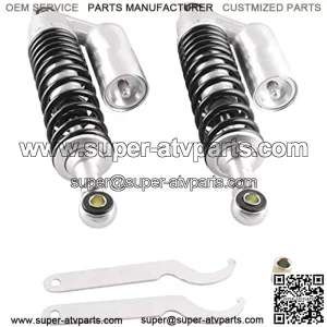 320mm A Pair Motorcycle Air Shock Absorbers Universal Fit For Suzuki Yamaha Kawasaki ATV Go Kart Quad Dirt Sport Bikes (Silver Black)
