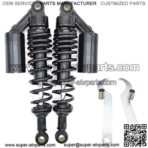 340mm Motorcycle Air Shock Absorbers Universal Fit for Honda Suzuki Yamaha Kawasaki ATV Go Kart Quad Dirt Sport Bikes (Black)