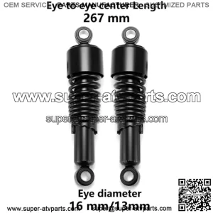 267mm 10.5 inch 7mm Spring Universal Motorcycle Air Shock Absorber Rear Suspension ATV Quad Scooter Dirt Bike For XJR400 SR400 SR500 GSX400 Black