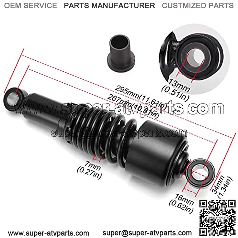 267mm 10.5 inch 7mm Spring Universal Motorcycle Air Shock Absorber Rear Suspension ATV Quad Scooter Dirt Bike For XJR400 SR400 SR500 GSX400 Black - Image 2