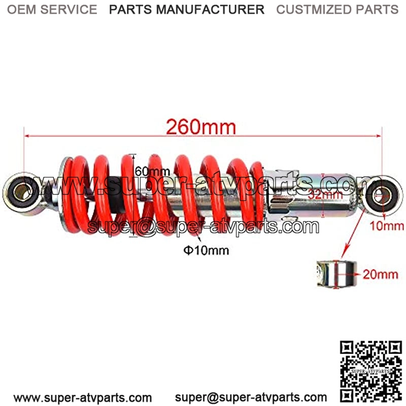 10.25" 260mm Mono Shock Replacement for 110cc 125cc 140cc 200cc 250cc Dirt Pit Bike Red - Image 2