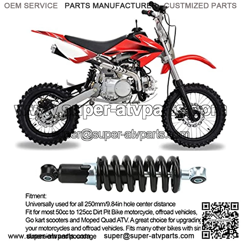 240mm Motorcycle Suspension Damper , Steel alloy Adjustable Waterproof Shock Absorber with Spring Replacement for 50cc to 125cc Dirt Pit Bike ATV Go Kart Scooter - Image 3
