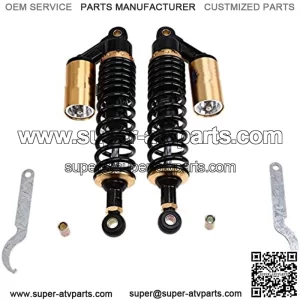 320mm A Pair Motorcycle Air Shock Absorbers Universal Fit For Suzuki Yamaha Kawasaki ATV Go Kart Quad Dirt Sport Bikes (Black & Gold)