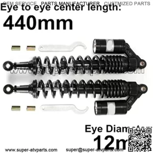 440mm 17.3 inch 8mm Spring Universal Motorcycle Air Shock Absorber Rear Suspension ATV Quad Scooter Dirt Bike For YZF-R1 YZF-R6 YZF-125 XC EXC XCF Black