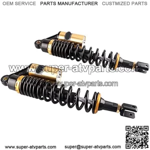 15inch 390mm Pair Motorcycle Shock Absorber Eye to Clevis Rear Suspension Universal For Honda Suzuki Yamaha Kawasaki ATV Go Kart Quad Dirt Sport Bikes Black & Gold (A pair)