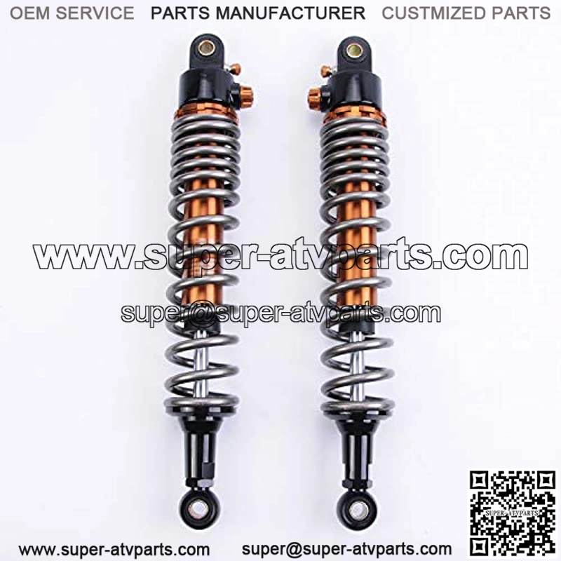 1 Pair Shock Absorbers 410mm 16.1 inches Round Ends Motorcycle Replacement Universal for Scooter Atv Quad Dirt Sport Bike Go Kart Suzuki Yamaha Grey