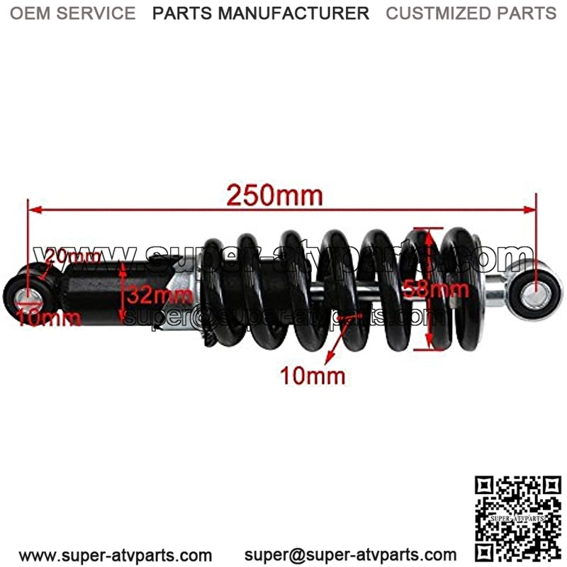 250mm Rear Sensa-Trac Load Shock Absorber | Spring Assist Loaded Carrier Shocks Shocker for ATV Quad 4 Wheeler - Image 2
