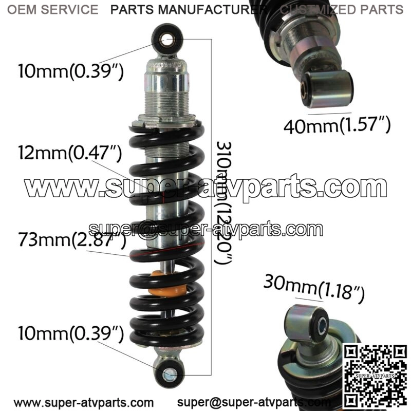 12" 310mm Rear Shock Absorber For Pit Dirt Trail Bike Honda Coolster ATV Taotao - Image 2