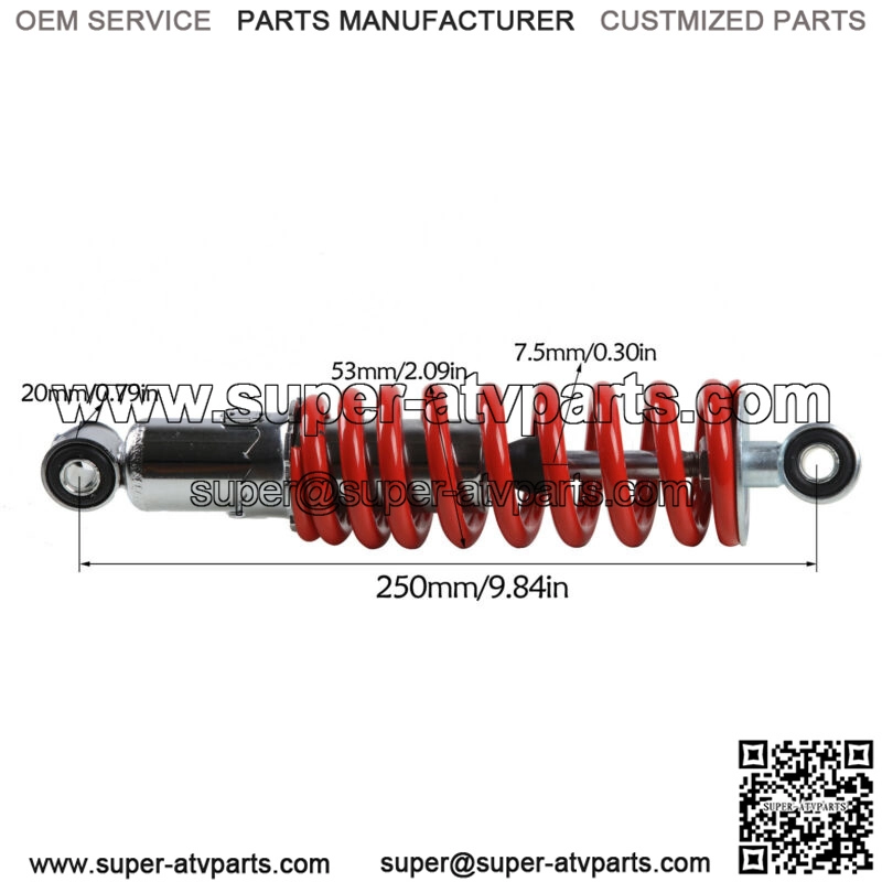 250mm 9.8" Rear Shock Absorber ATV Quad Dirt Bike SSR XR50 CRF50 70/90/110/125CC - Image 2