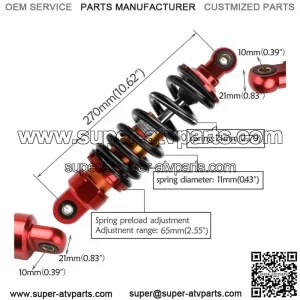 270mm Rear Shock Absorber for Pit Dirt Bike ATV Quad 110cc 125cc 150cc Thumpstar