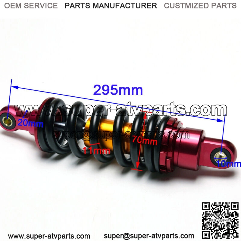 295mm 11.6" Rear Shock Absorber Dirt Pit Bike Quad ATV Buggy Hawk 250 SSR125 PW8 - Image 2