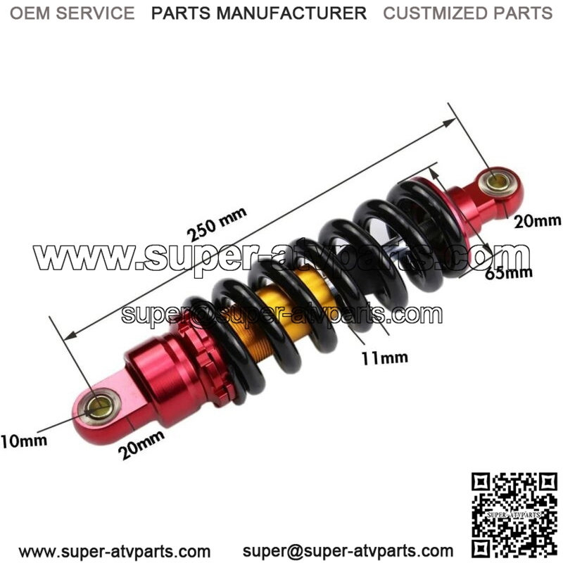 2x 250mm 10" Rear Shock Absorber Dirt Pit Bike ATV Quad Go Kart Apollo 110cc 125 - Image 2