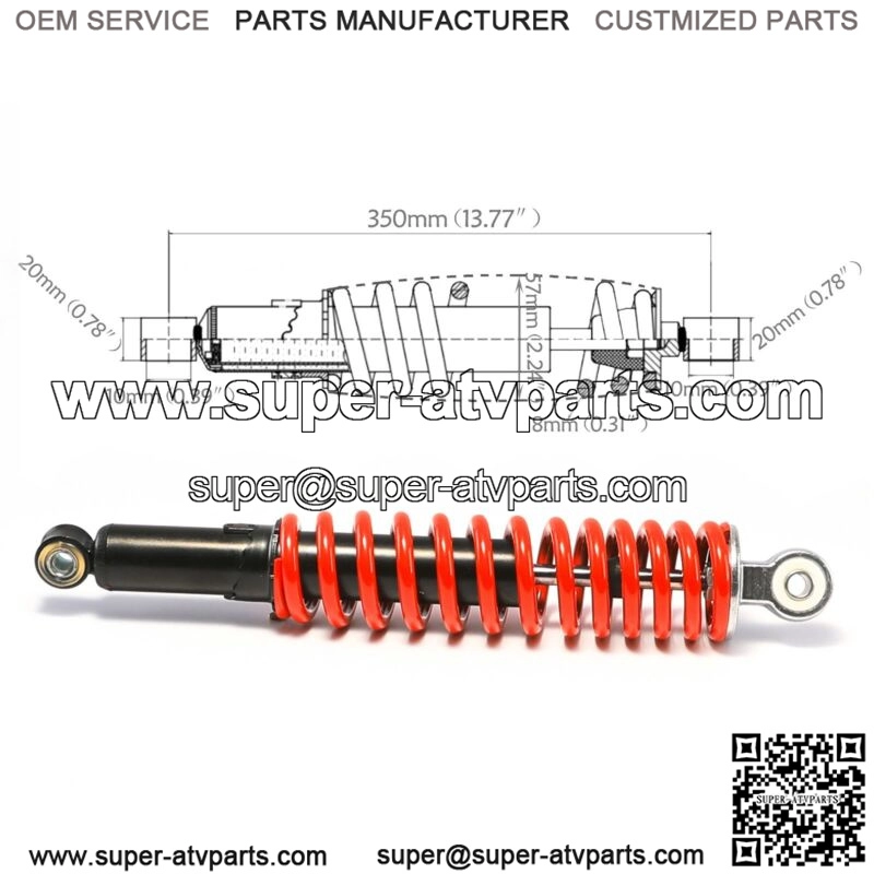 2x 350mm 14" Front Shock Absorber For Go Kart Quad Buggy Dirt Pit Bike Coolster - Image 2