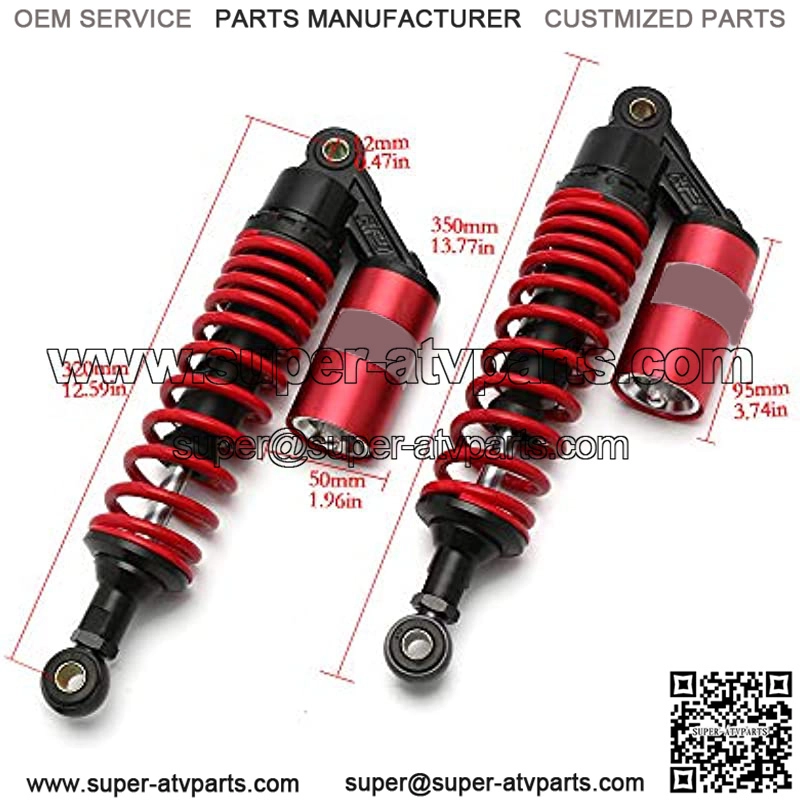 12.5" 320mm Motorcycle Universal Springs Air Suspension Adjustable Rear Gas Shock Absorbers For Honda Kawasaki Suzuki Yamaha BMW Aprilia Triumph Benelli (Red) - Image 2