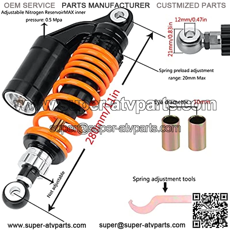 280mm 11 Inch Universal Motorcycle Shock Absorbers Rear Suspension 2PCS Compatible with Honda CB Yamaha Gokart(Orange) - Image 2