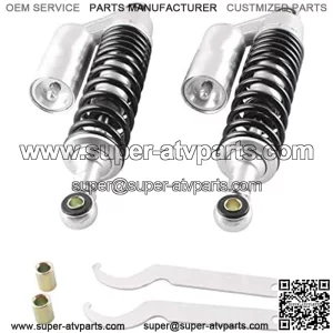 2pcs Adjustable 340mm Motorbike Air Shock Absorbers Universal Fit for Honda Suzuki Yamaha Kawasaki ATV Go Kart Quad Dirt Sport Bikes (SilverBlack, 340MM)