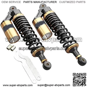 Geminimarts 2 Pcs 320mm Motorcycle Adjustable Air Shock Absorber For Honda Suzuki Kawasaki Yamaha Dirt Bike Go Kart ATV Dual Sport Street Bike, Black & Gold