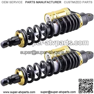 450mm Motorcycle Air Shock Absorbers Rear Suspension Adjustable Universal Fit For Kawasaki Honda Suzuki Yamaha ATV Go Kart Quad Dirt Sport Bikes Black Gold 1Pair