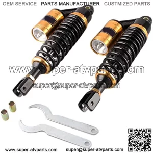Universal 415mm Pair Motorcycle Air Rear Shock Absorber for Honda Kawasaki Suzuki Yamaha Go Kart Scooters Sport Street Bike Black Gold