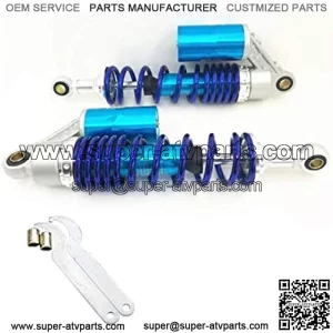 2pcs 340mm Motorcycle Air Shock Absorbers Universal Fit For Suzuki Yamaha Kawasaki ATV Go Kart Quad Dirt Sport Bikes (BlueSilver, 340MM)